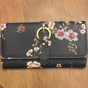 Black and Red Floral Wallets with Structured Design